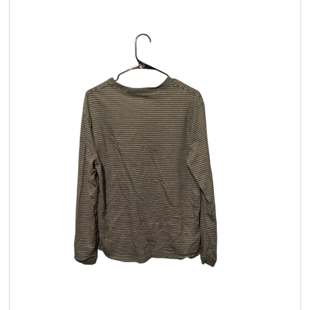 J. Crew Stripe Shirt Medium Green Long Sleeve Heritage Tee Relaxed Fit Preppy